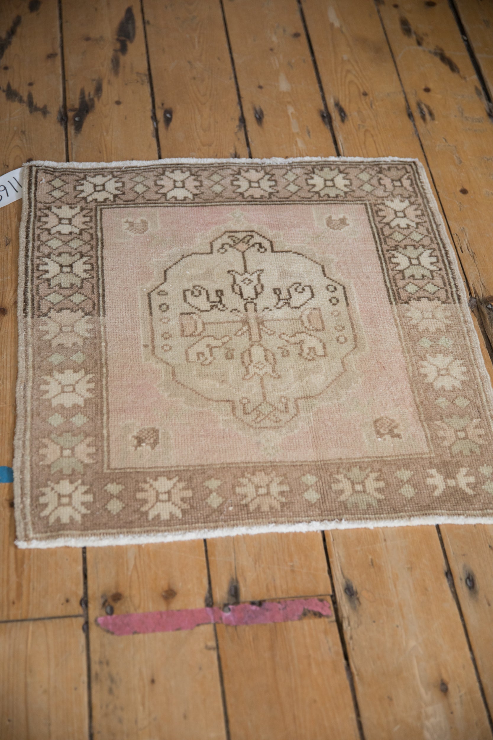 Vintage Distressed Oushak Square Rug Mat // ONH Item: 11682, Image 2