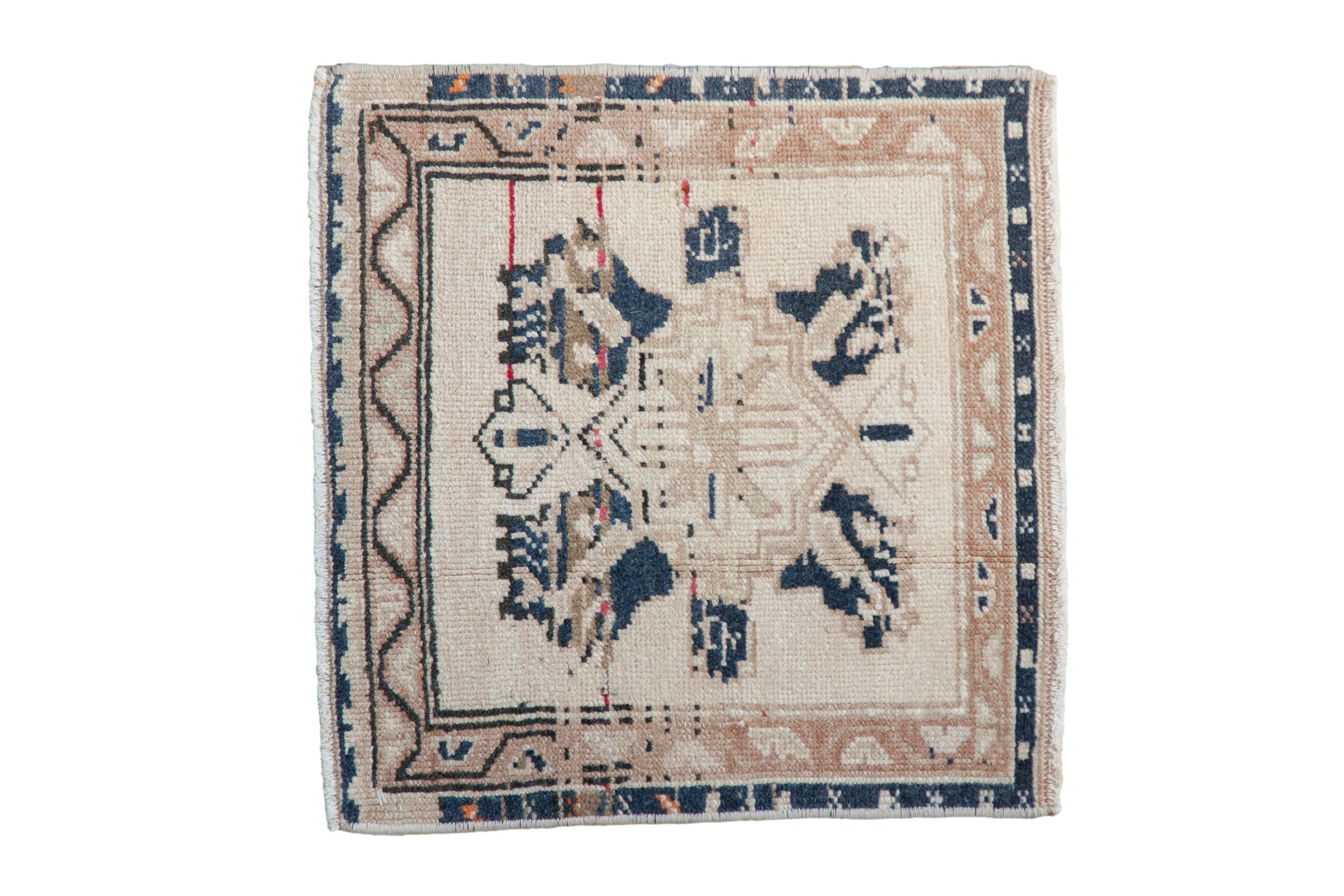 Vintage Distressed Oushak Square Rug Mat // ONH Item: 11688