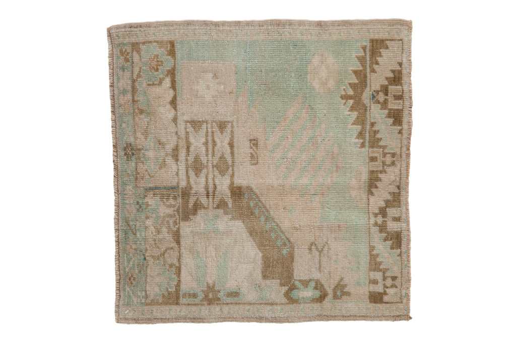 Vintage Distressed Oushak Square Rug Mat // ONH Item: 11715