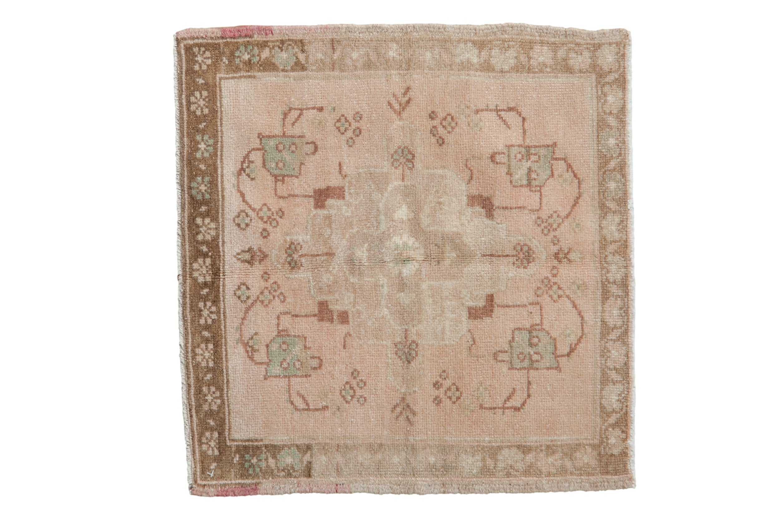 Vintage Distressed Oushak Square Rug Mat // ONH Item: 11722