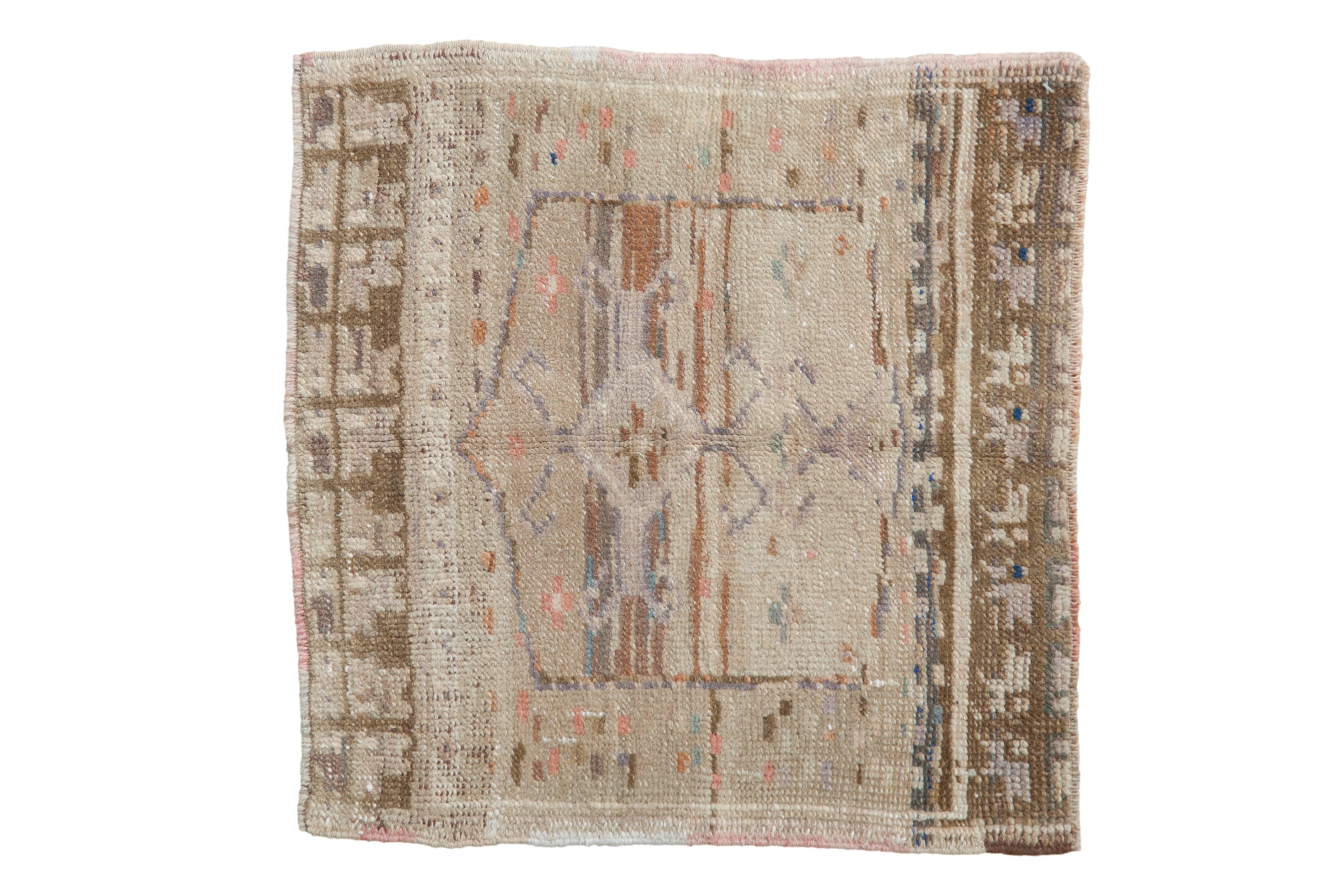 Vintage Distressed Oushak Square Rug Mat // ONH Item: 11724