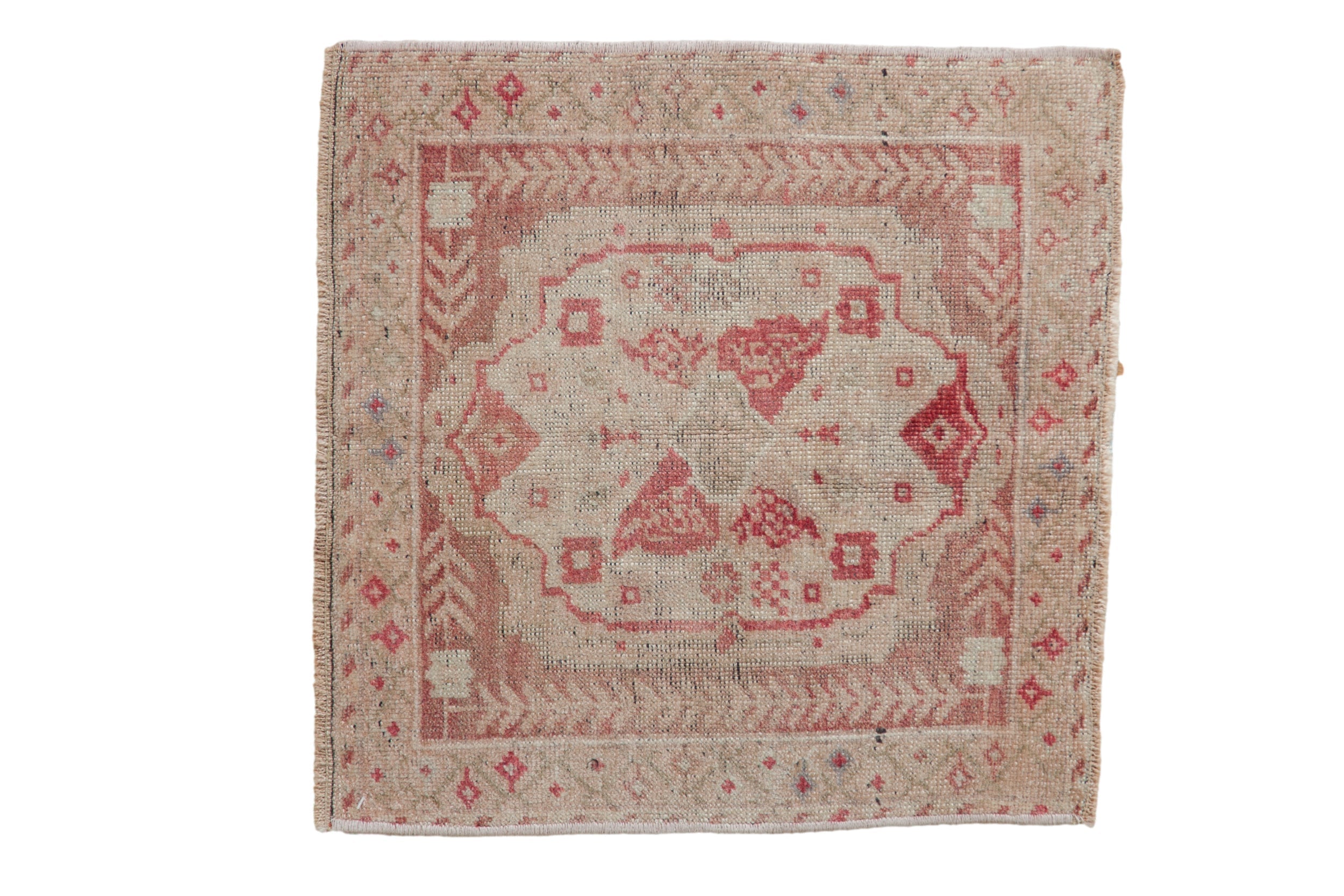 Vintage Distressed Oushak Square Rug Mat // ONH Item: 11727