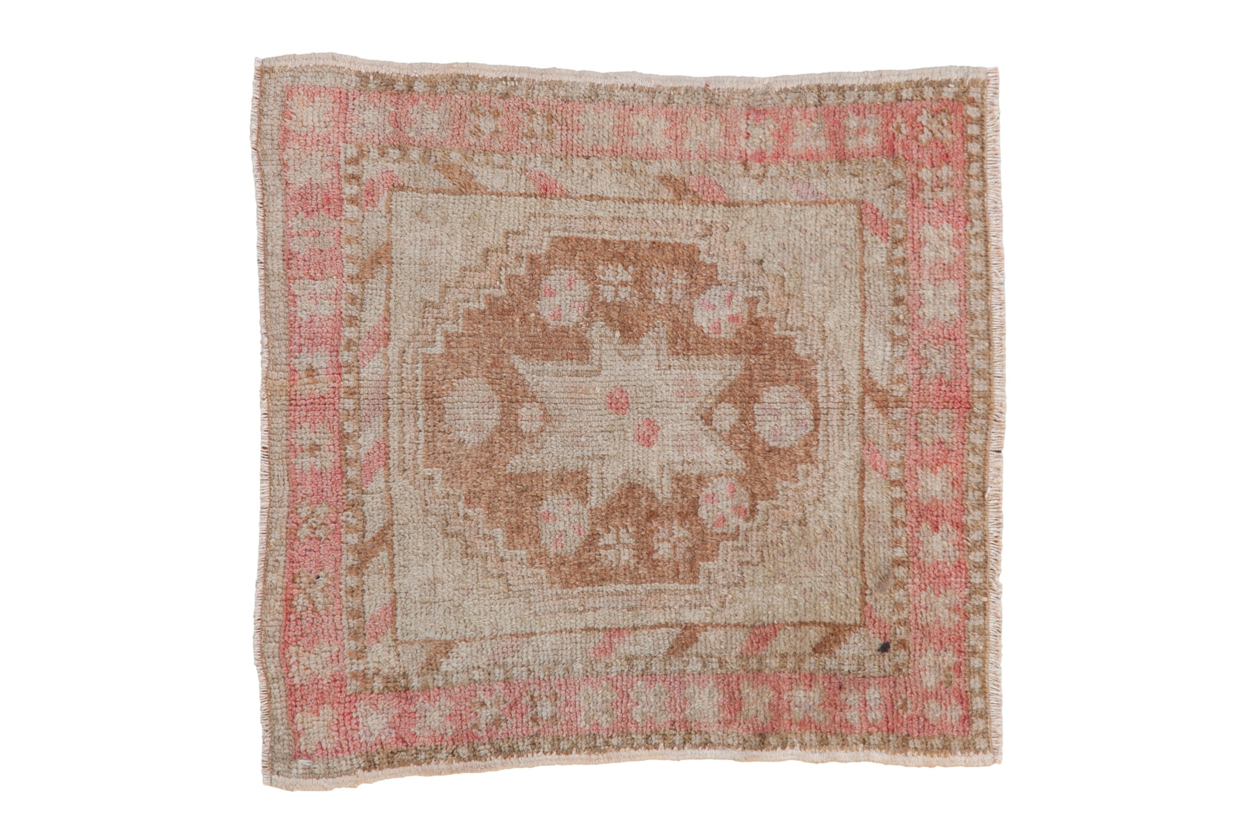 Vintage Distressed Oushak Square Rug Mat // ONH Item: 12234