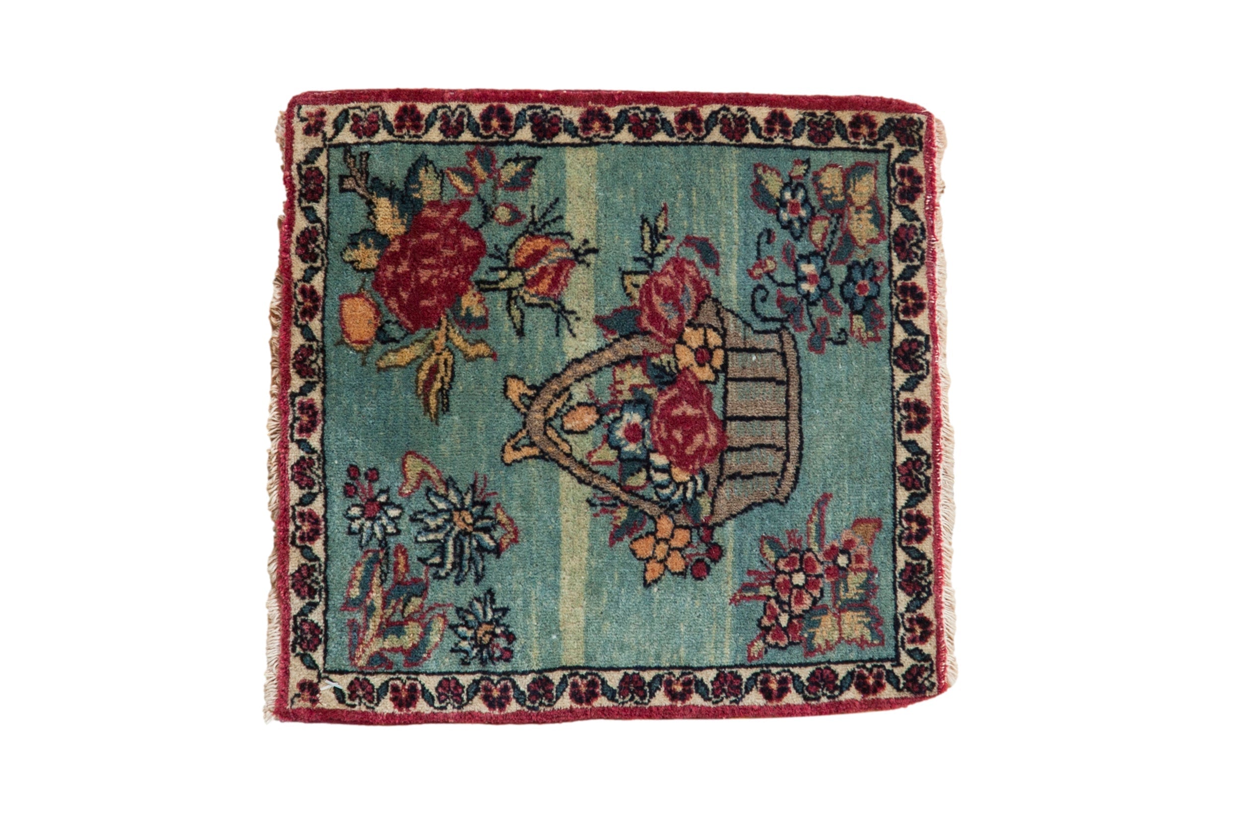 Antique Kerman Square Rug Mat // ONH Item: 12501
