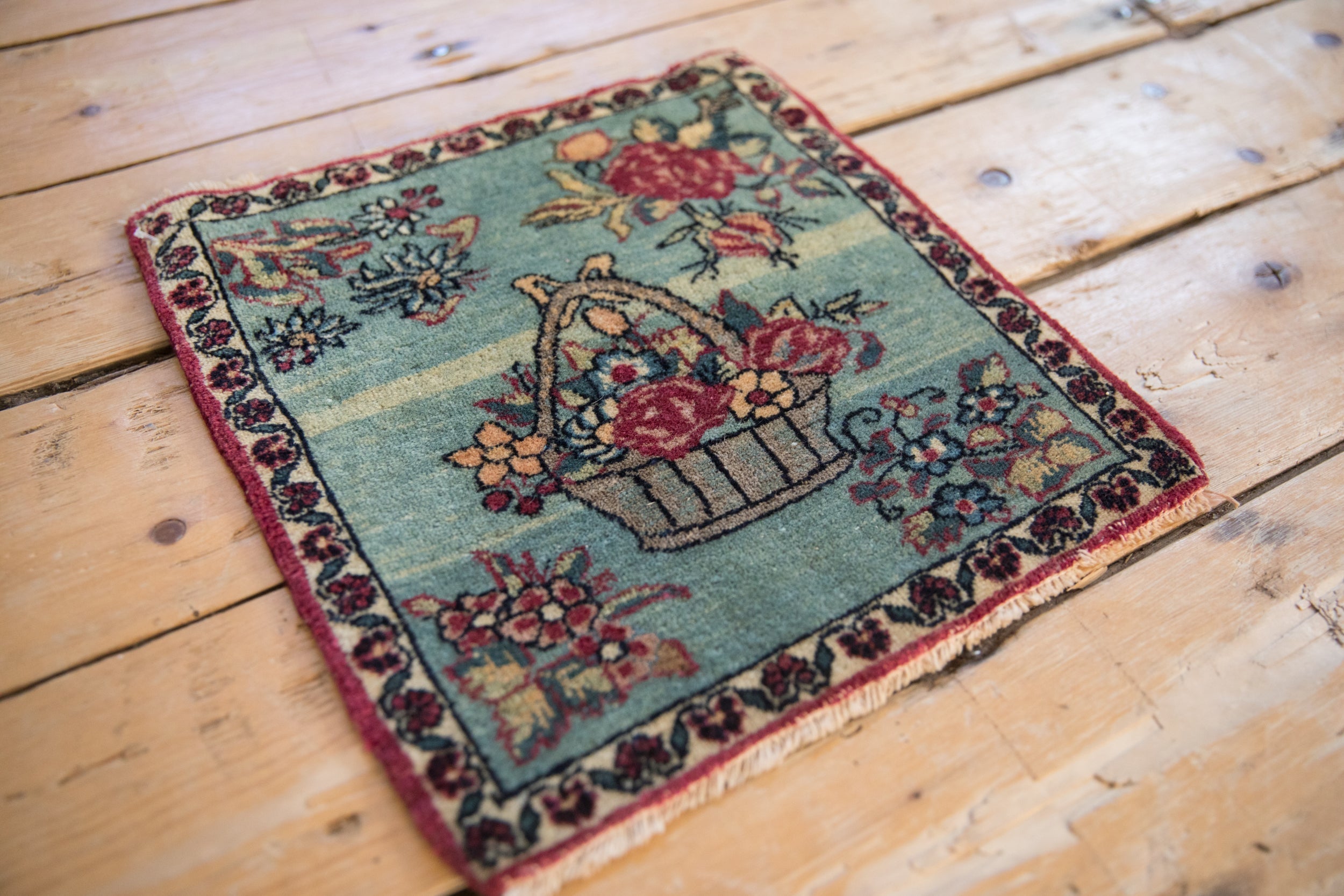 Antique Kerman Square Rug Mat // ONH Item: 12501, Image 1