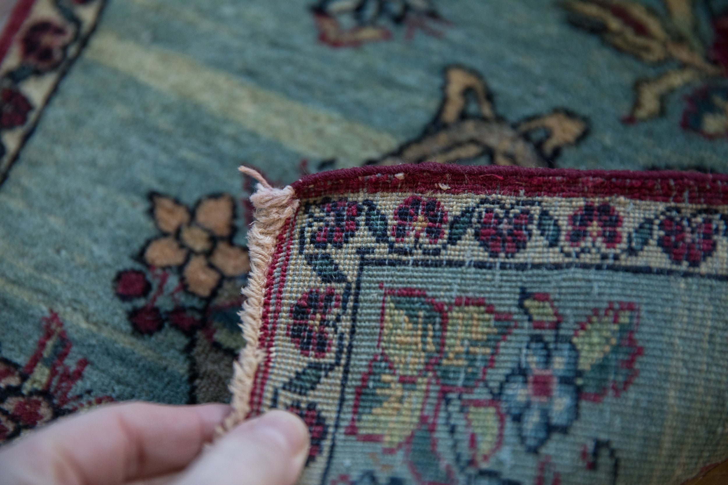 Antique Kerman Square Rug Mat // ONH Item: 12501, Image 8