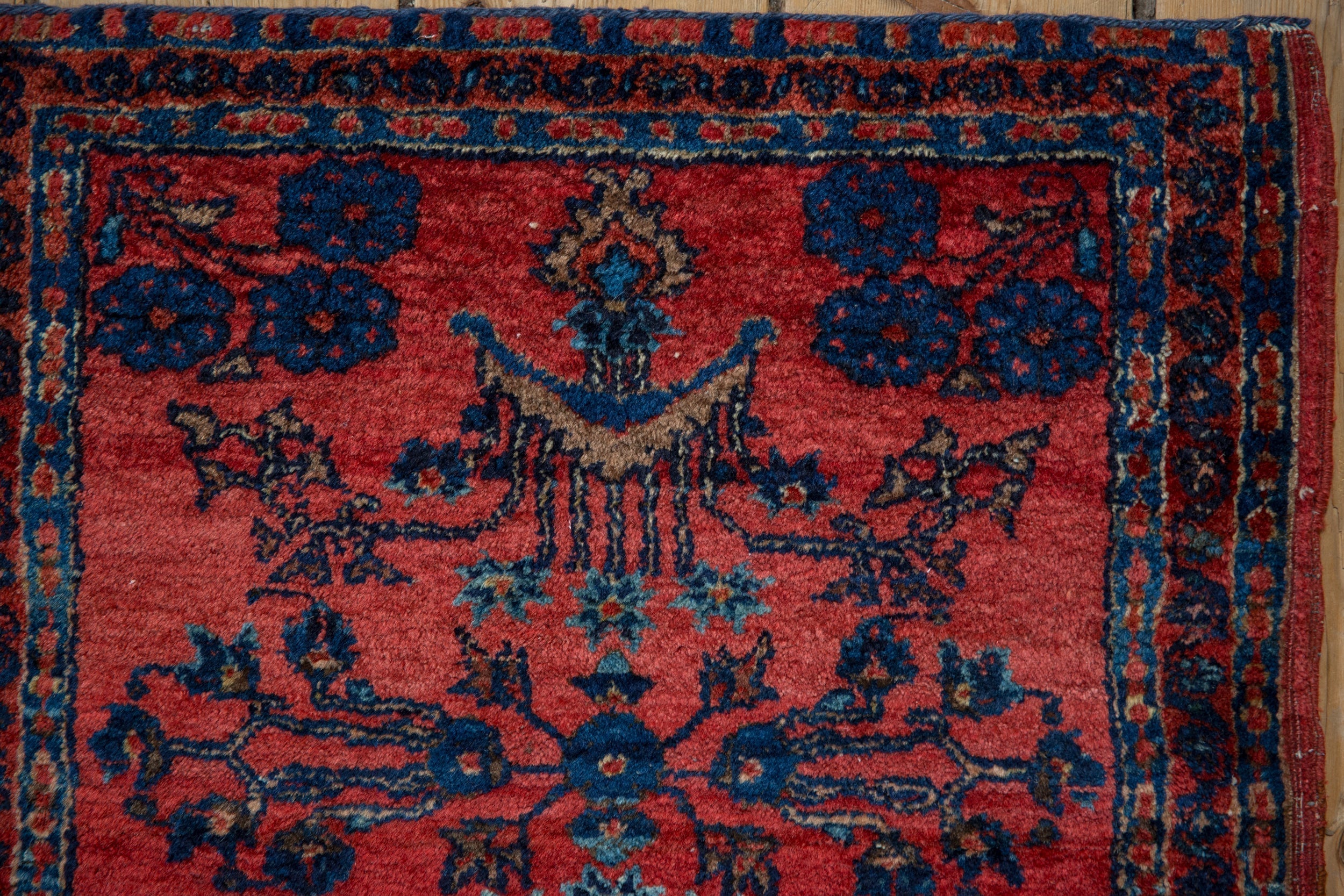 Antique Sampler German Sarouk Square Rug Mat // ONH Item: 12651, Image 2
