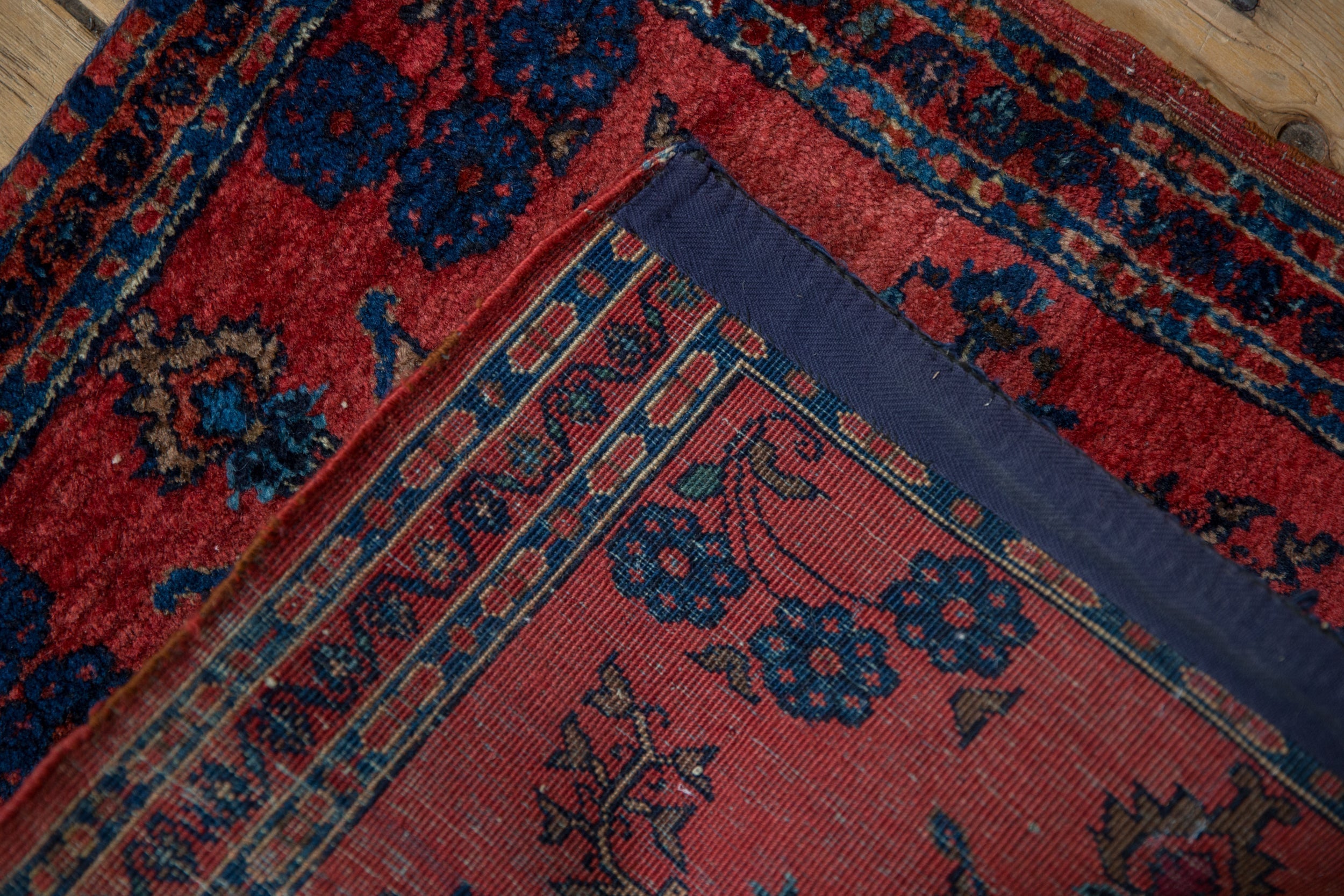 Antique Sampler German Sarouk Square Rug Mat // ONH Item: 12651, Image 7