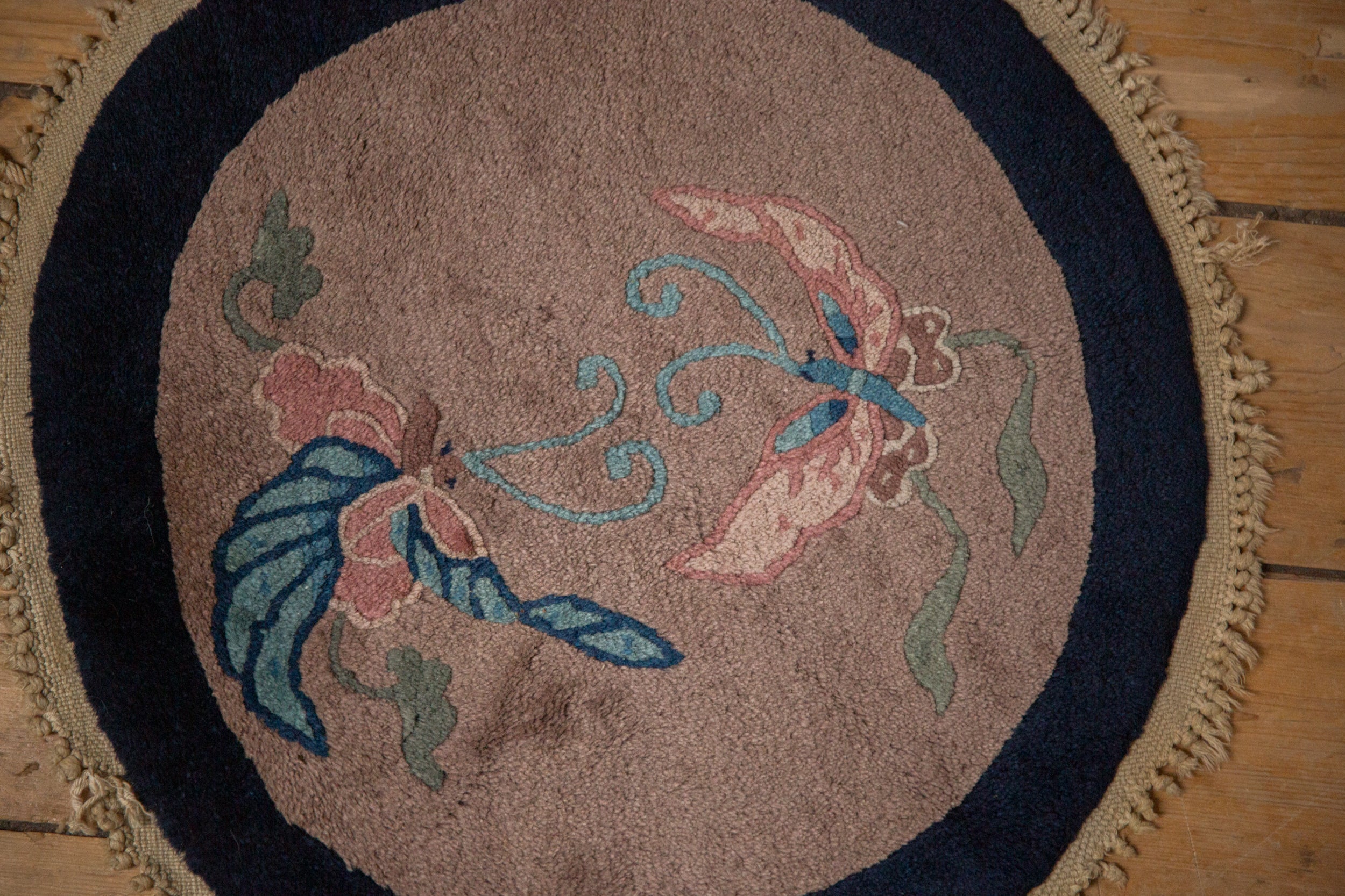 Antique Art Deco Round Rug Mat // ONH Item: 12814, Image 2