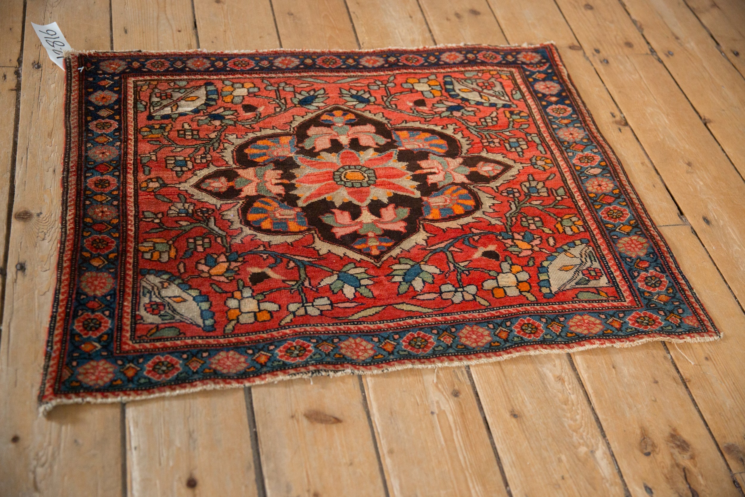 Antique Bag Face Farahan Sarouk Rug Mat // ONH Item: 12816, Image 4