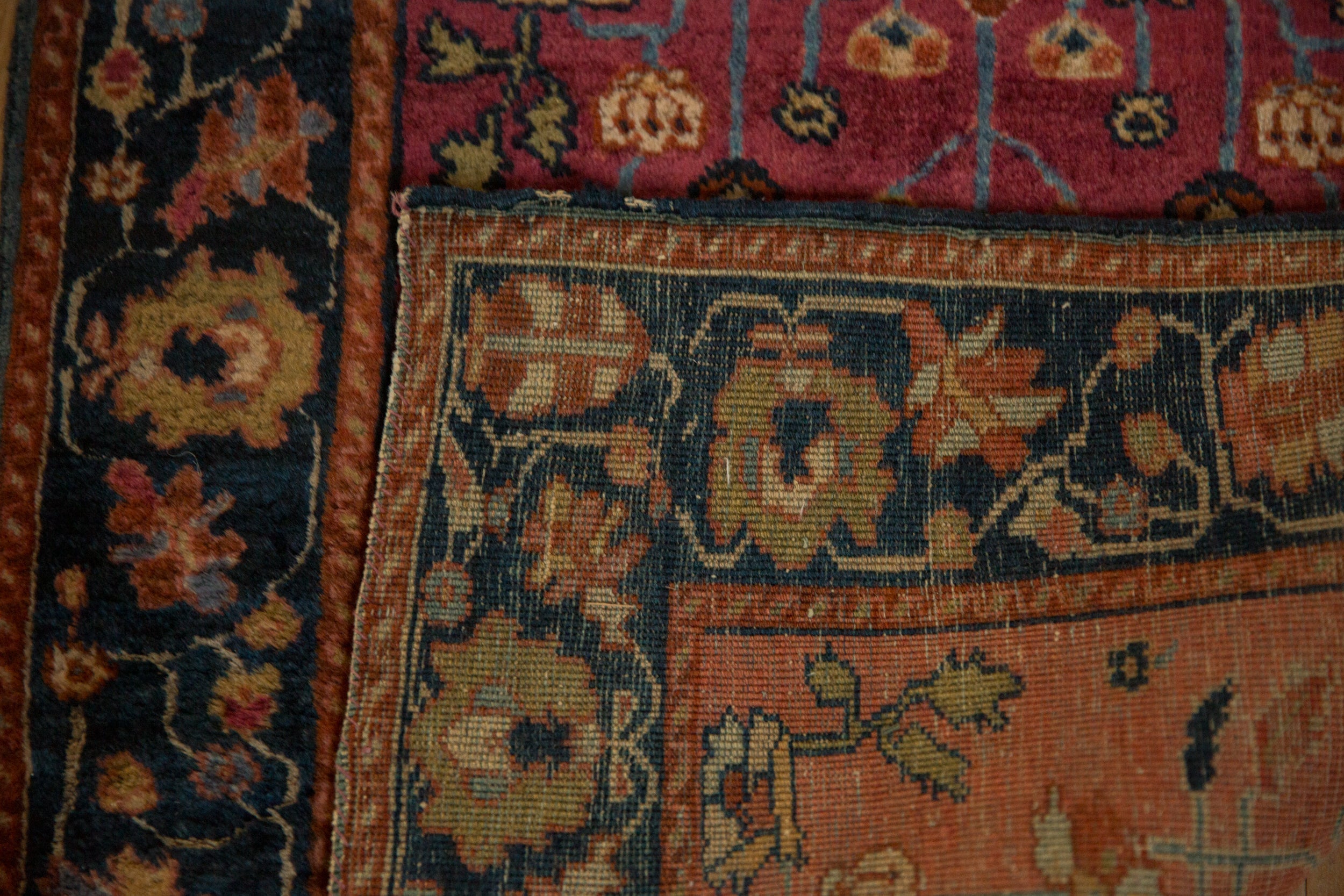 Antique Farahan Sarouk Square Rug Mat // ONH Item: 12817, Image 7