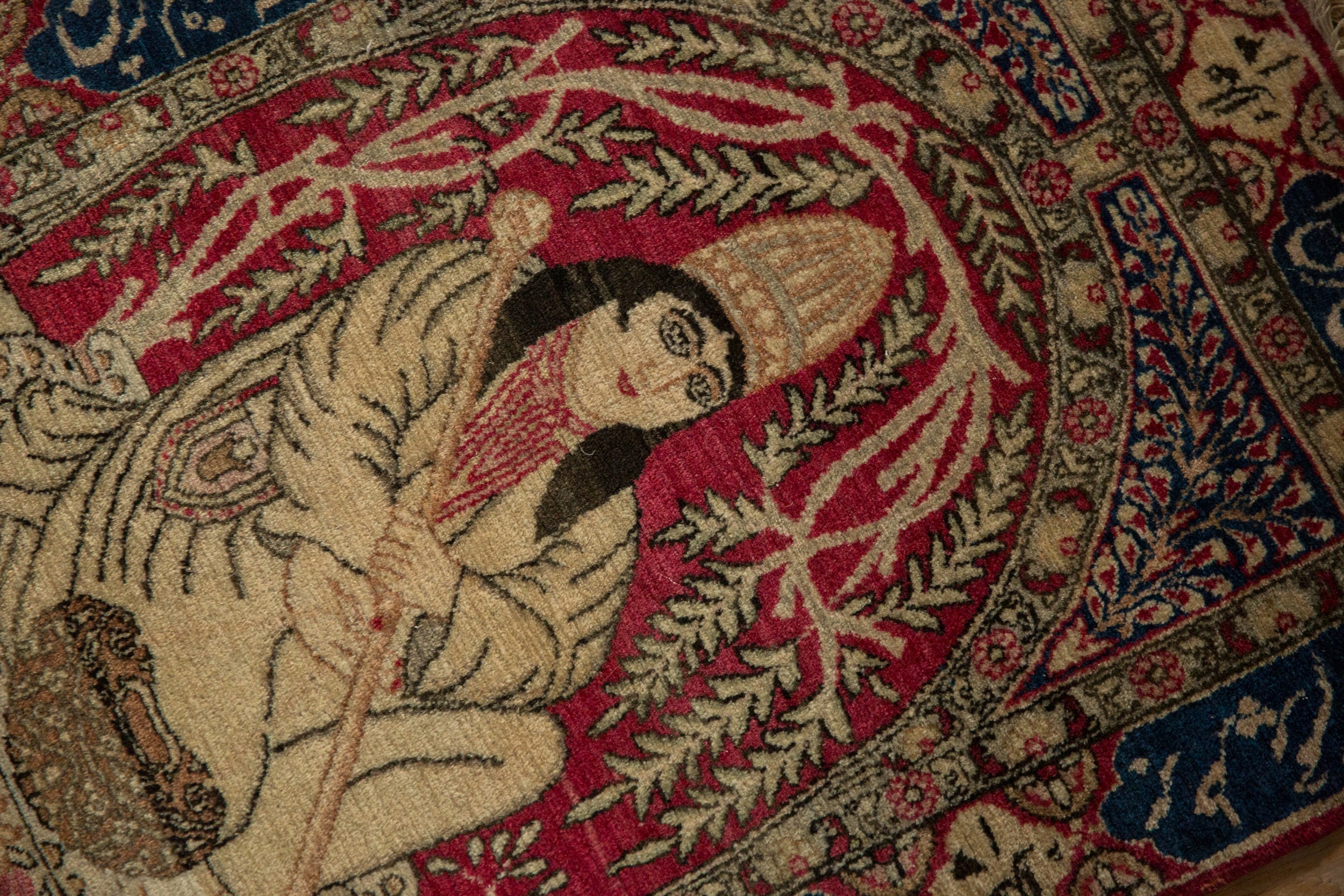 Antique Pictorial Kerman Rug Mat // ONH Item: 12859, Image 7