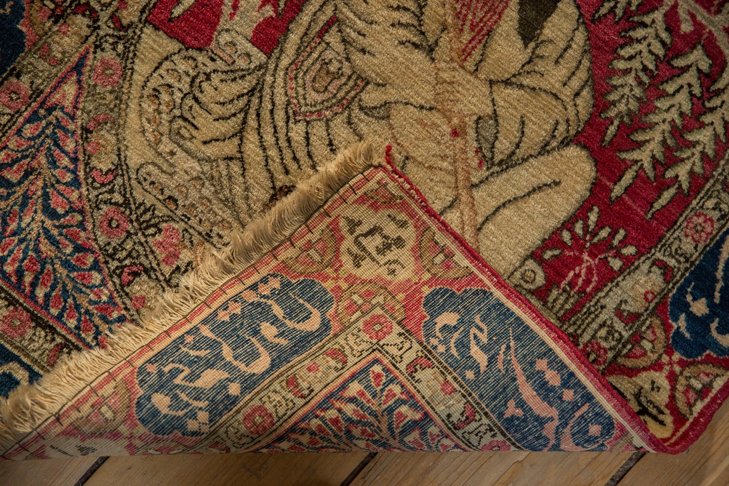 Antique Pictorial Kerman Rug Mat // ONH Item: 12859, Image 9