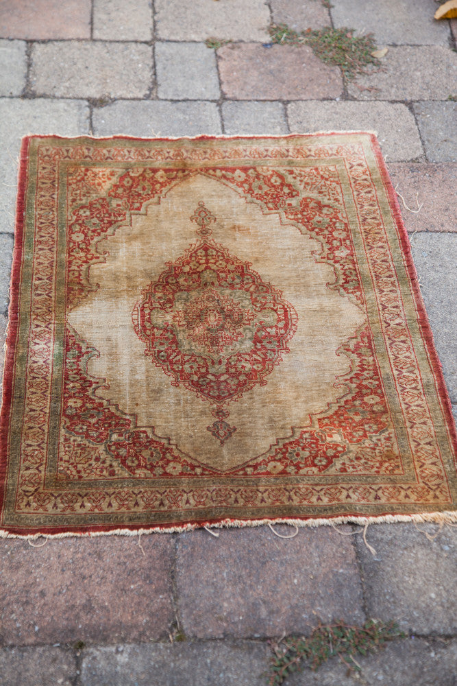  2x2.5 Antique Silk Persian Tabriz Rug Mat / Item 1783 image 8