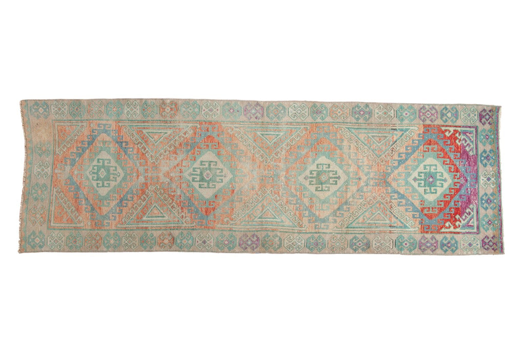3.5x10.5 Vintage Distressed Oushak Rug Runner // ONH Item 4920
