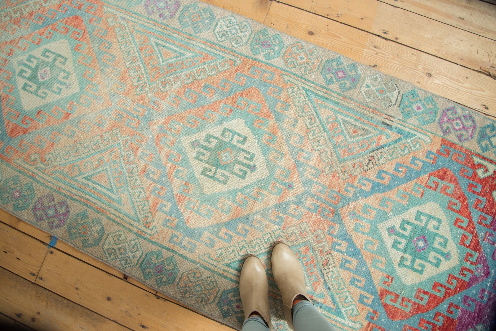 3.5x10.5 Vintage Distressed Oushak Rug Runner // ONH Item 4920 Image 1