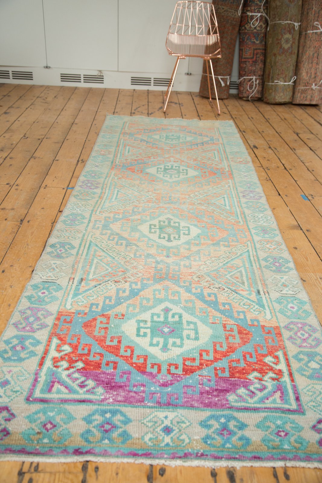 3.5x10.5 Vintage Distressed Oushak Rug Runner // ONH Item 4920 Image 2