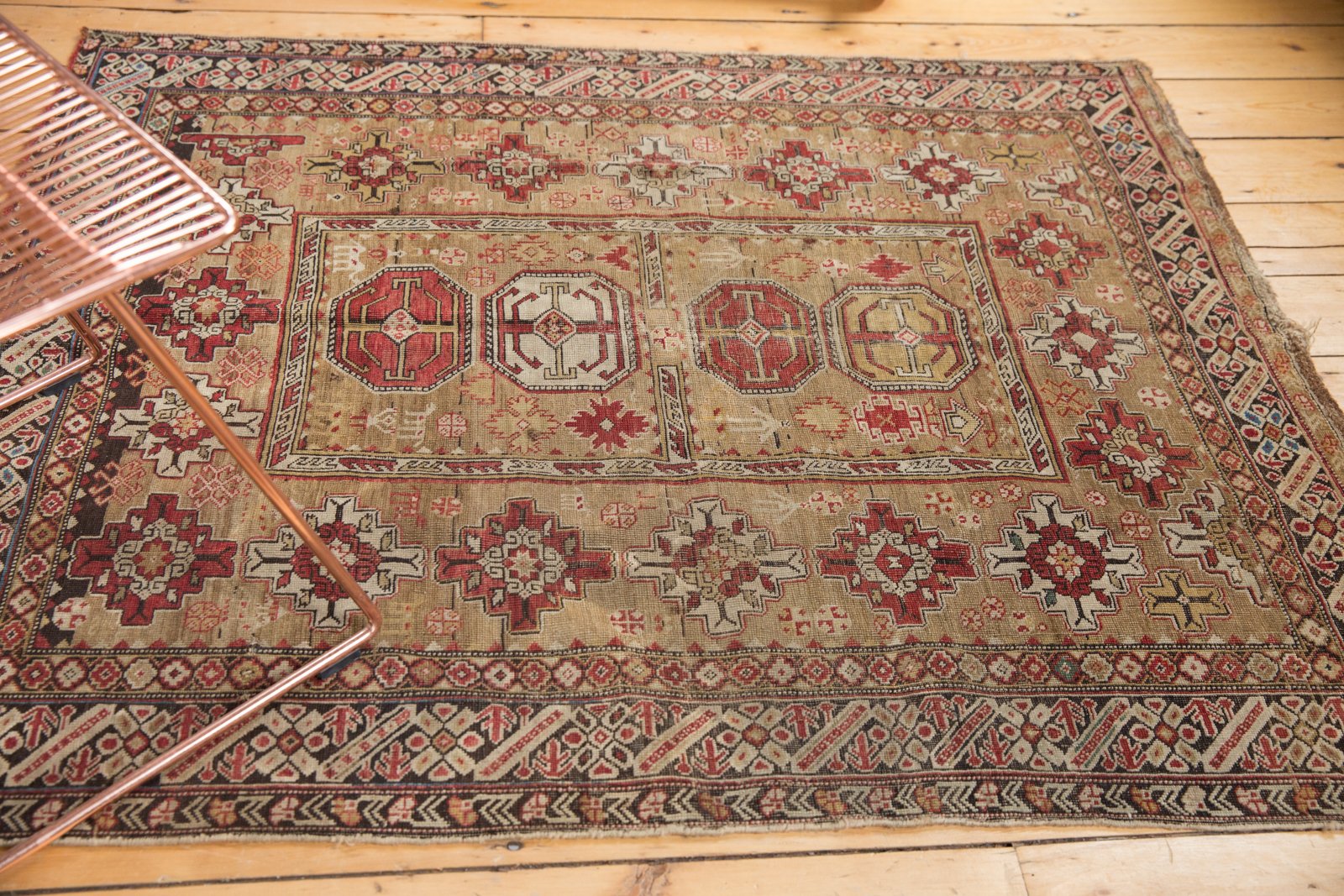 4x4.5 Antique Caucasian Square Rug // ONH Item 5266 Image 6