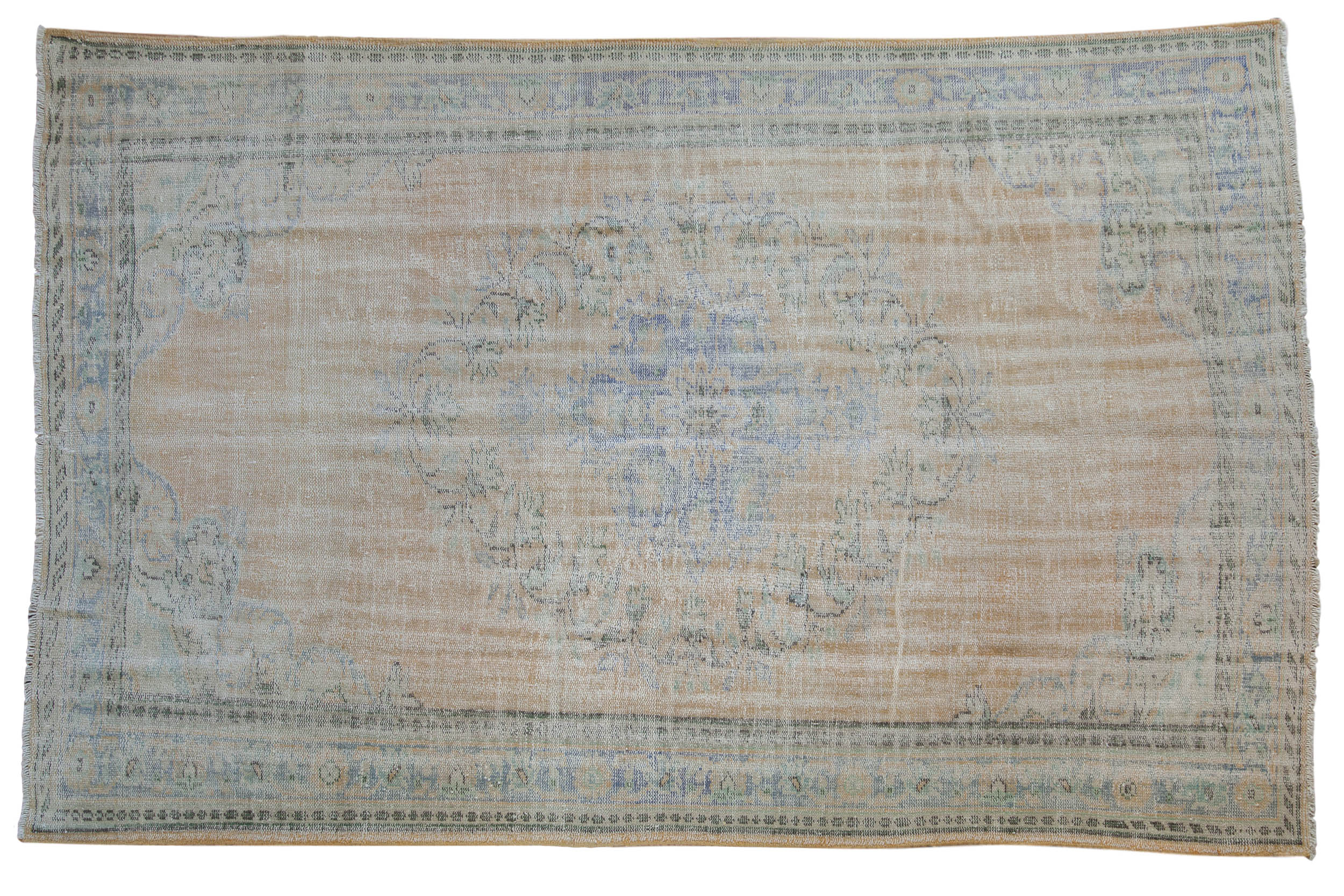 6x9.5 Vintage Distressed Oushak Carpet // ONH Item 8006