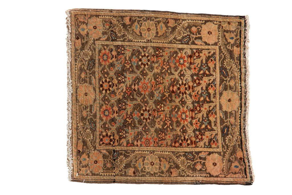 1.5x2 Vintage Fine Distressed Farahan Sarouk Square Rug Mat // ONH Item 8488