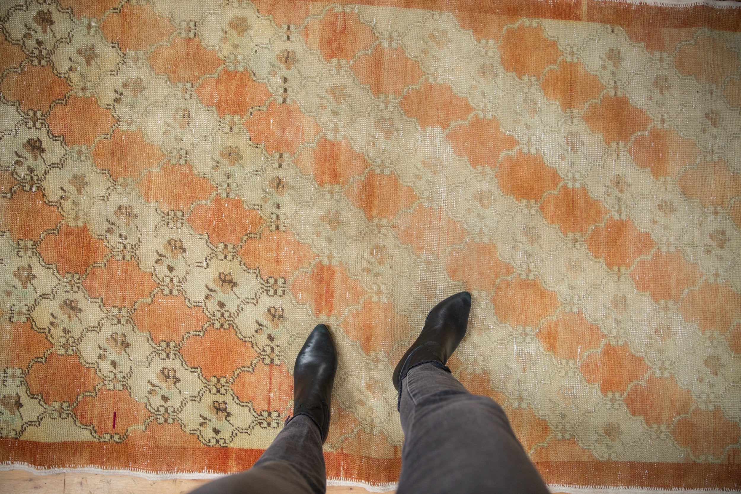 3.5x9.5 Vintage Distressed Oushak Rug Runner // ONH Item 8584 Image 1