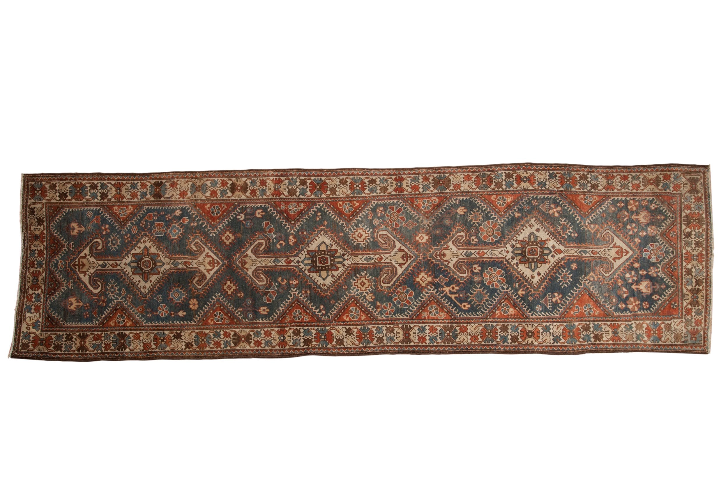 4x14 Vintage Distressed Hamadan Rug Runner // ONH Item 8972