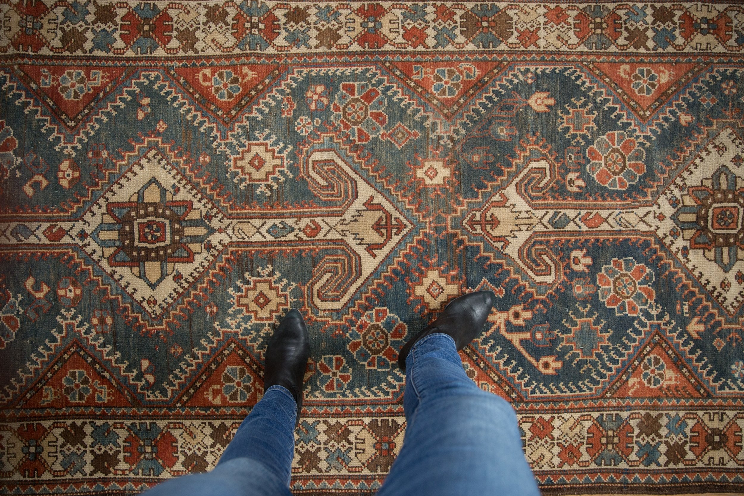 4x14 Vintage Distressed Hamadan Rug Runner // ONH Item 8972 Image 1