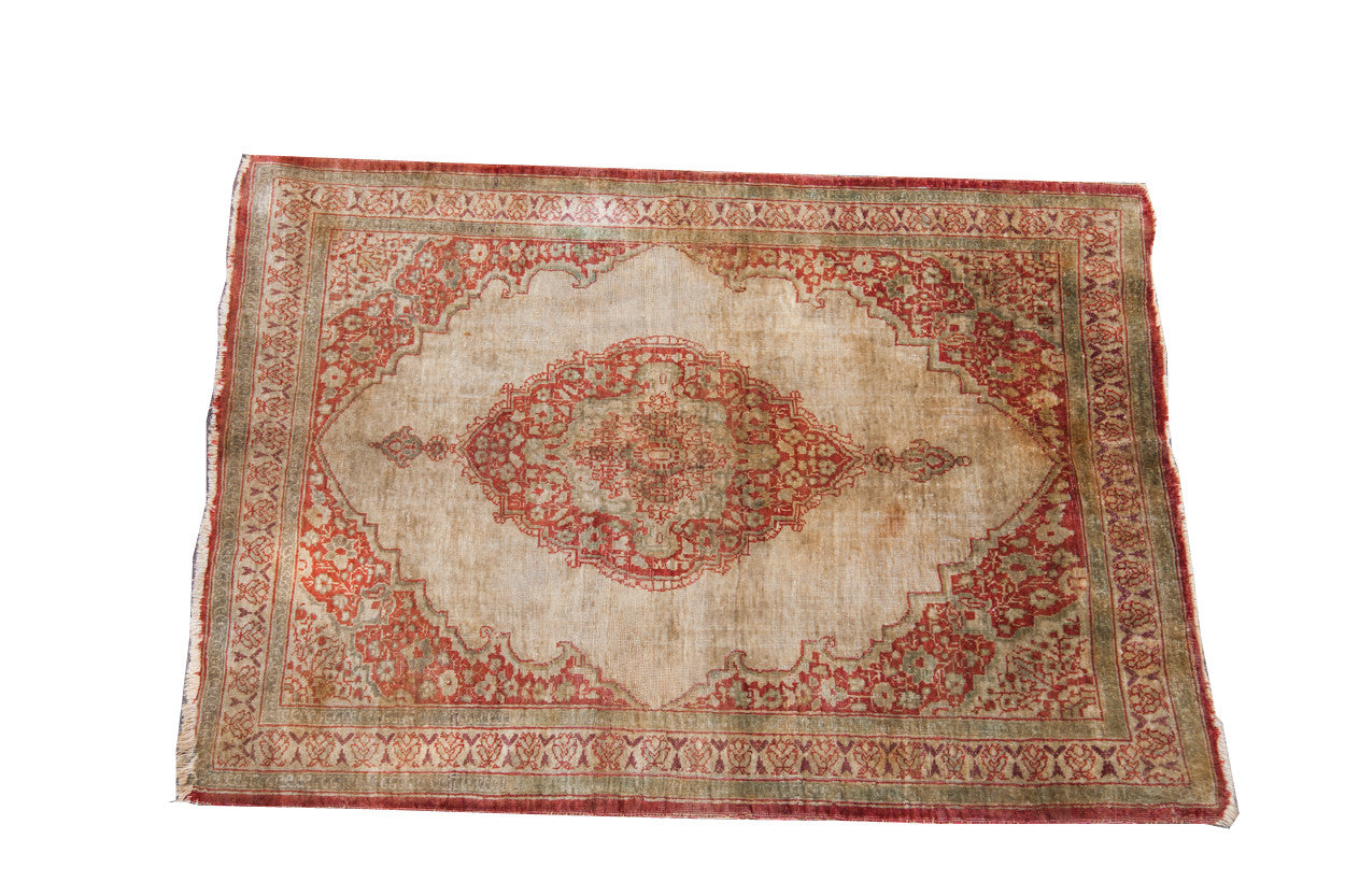 1'10" x 2'7" 2x2.5 Antique Silk Persian Tabriz Rug Mat / Item 1783 image 1