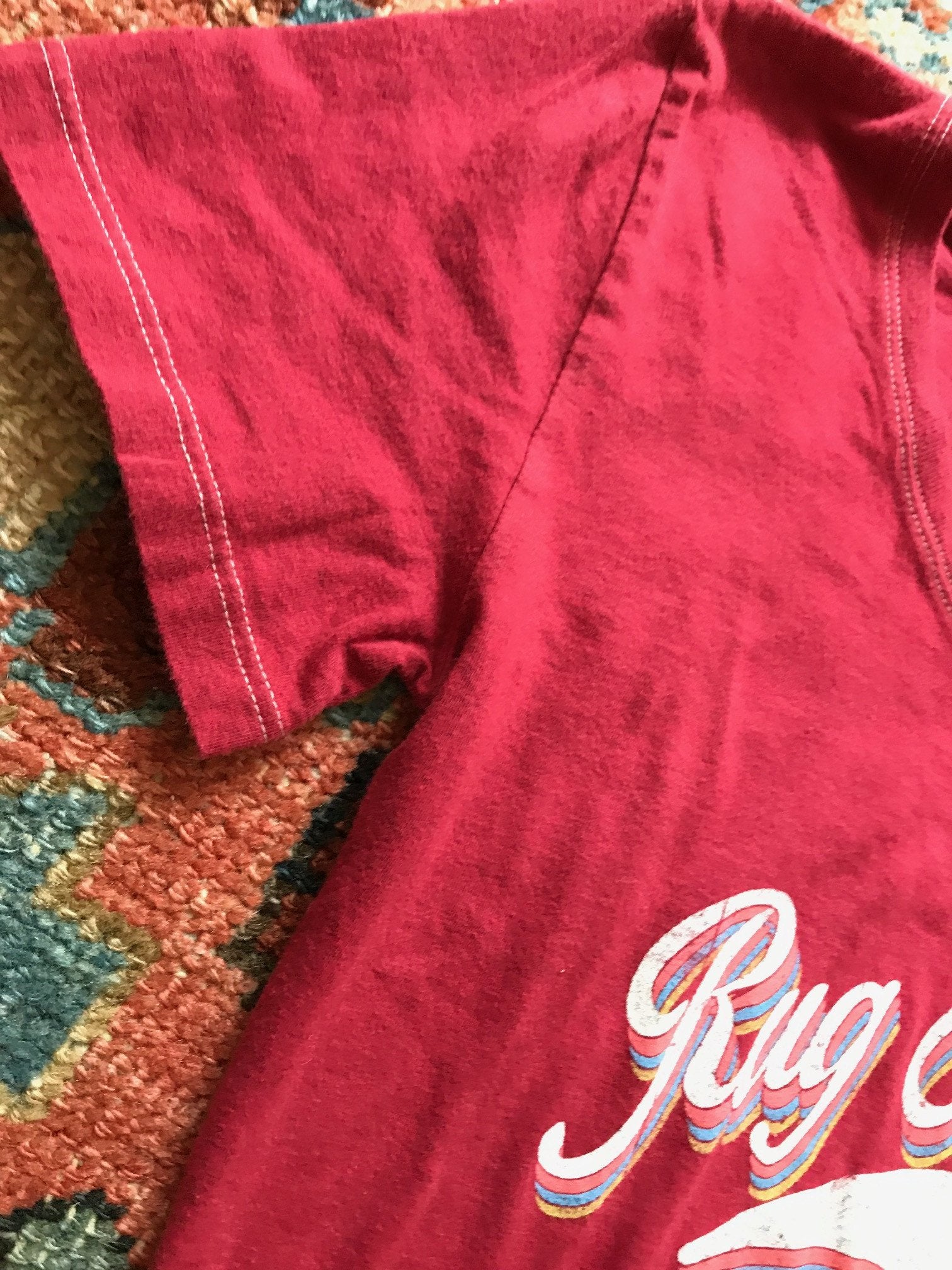 Women's Watermelon Retro Letter Fine Scoop Neck T-Shirt (Contrast Stitch) - Old New House