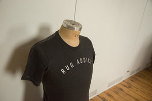 Men's Charcoal Block Letter Fine Crew T-Shirt (Contrast Stitch)